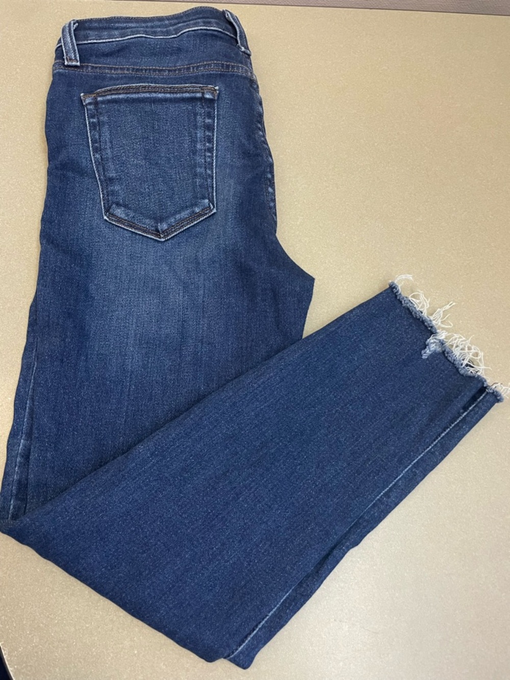 Just Black Dark Blue Ankle Crop Jeans with Raw Hem